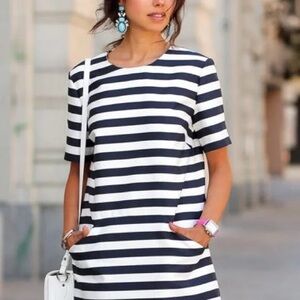 DRAPER JAMES Blue & White Striped Shift Dress.